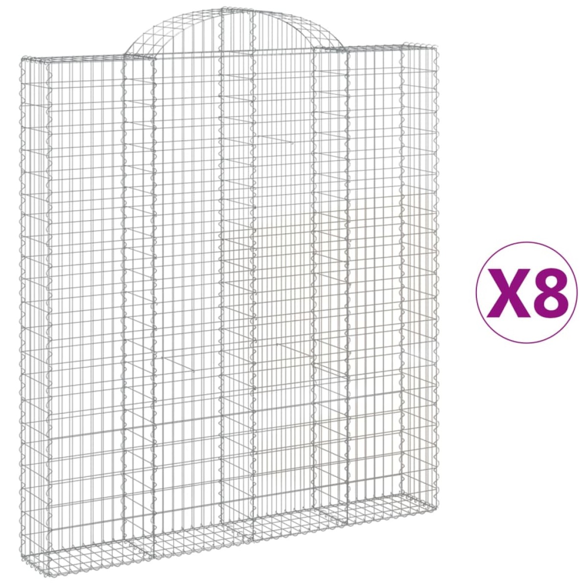vidaXL Συρματοκιβώτια Τοξωτά 8 τεμ. 200x30x220/240 εκ. Γαλβαν. Ατσάλι