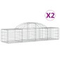 vidaXL Συρματοκιβώτια Τοξωτά 2 τεμ. 200x50x40/60 εκ. Γαλβαν. Ατσάλι
