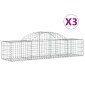 vidaXL Συρματοκιβώτια Τοξωτά 3 τεμ. 200x50x40/60 εκ. Γαλβαν. Ατσάλι