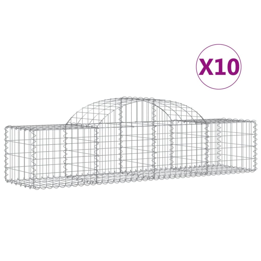 vidaXL Συρματοκιβώτια Τοξωτά 10 τεμ. 200x50x40/60 εκ. Γαλβαν. Ατσάλι