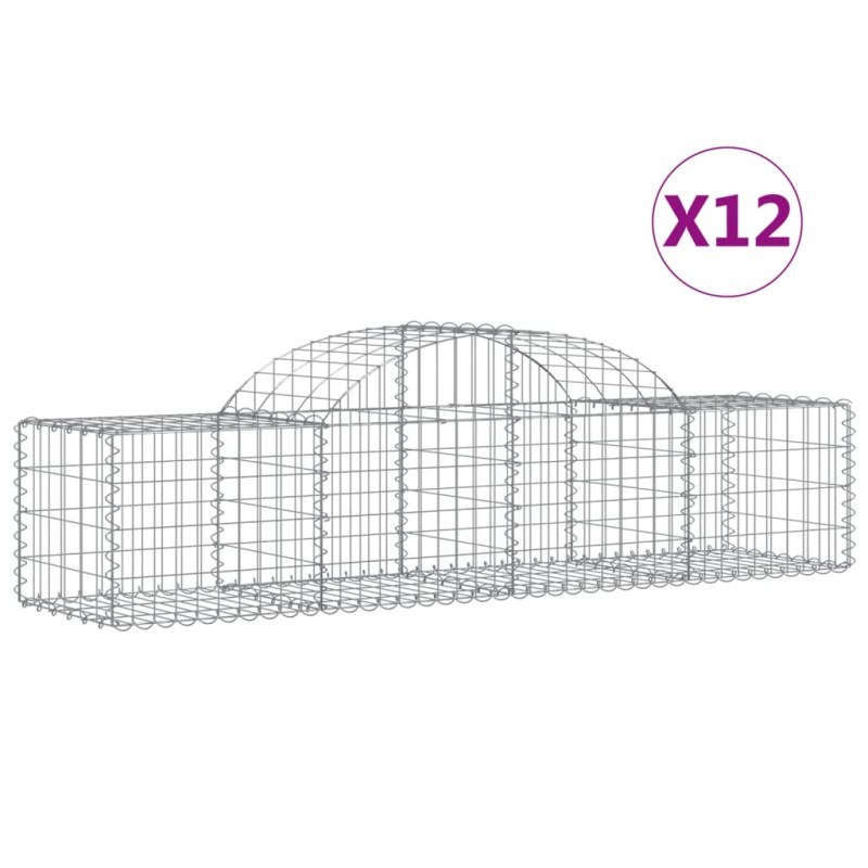 vidaXL Συρματοκιβώτια Τοξωτά 12 τεμ. 200x50x40/60 εκ. Γαλβαν. Ατσάλι