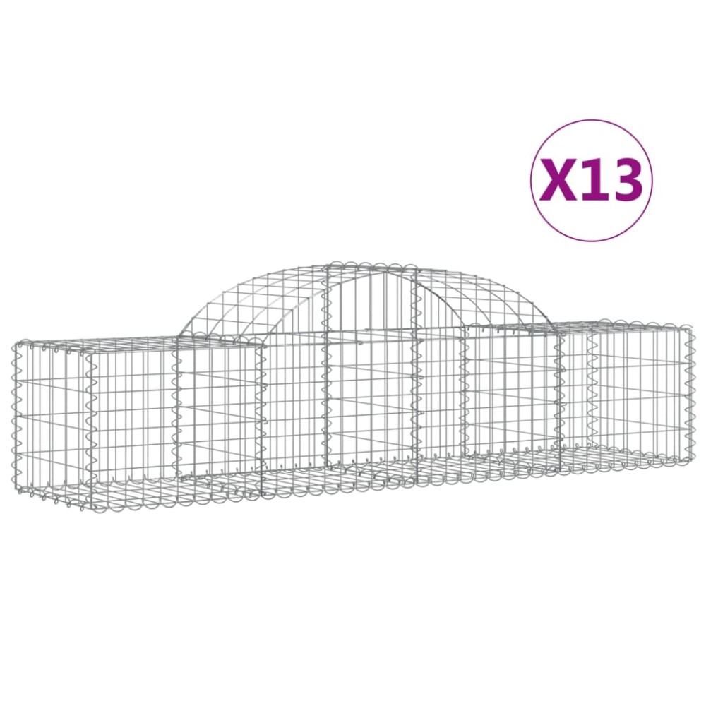 vidaXL Συρματοκιβώτια Τοξωτά 13 τεμ. 200x50x40/60 εκ. Γαλβαν. Ατσάλι