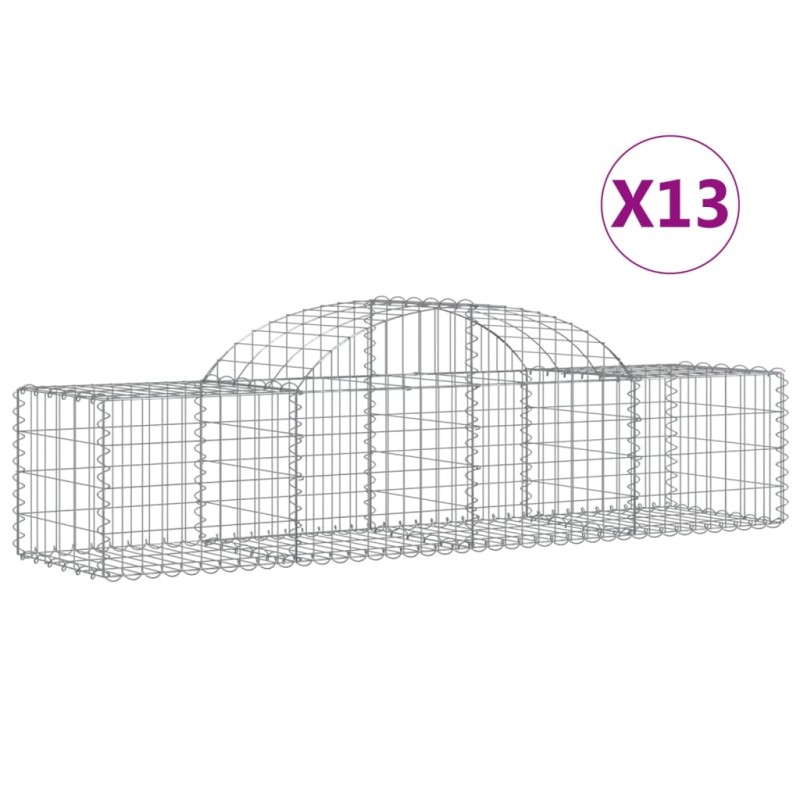 vidaXL Συρματοκιβώτια Τοξωτά 13 τεμ. 200x50x40/60 εκ. Γαλβαν. Ατσάλι