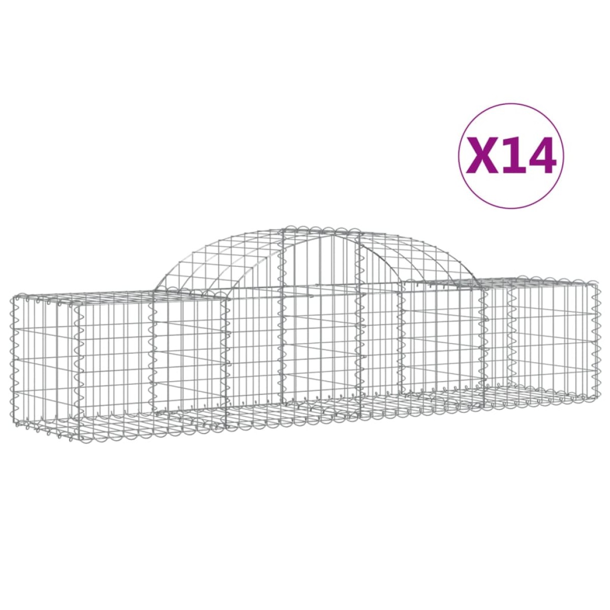 vidaXL Συρματοκιβώτια Τοξωτά 14 τεμ. 200x50x40/60 εκ. Γαλβαν. Ατσάλι