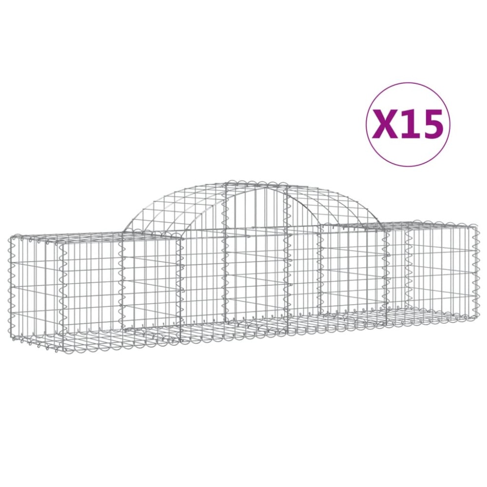 vidaXL Συρματοκιβώτια Τοξωτά 15 τεμ. 200x50x40/60 εκ. Γαλβαν. Ατσάλι