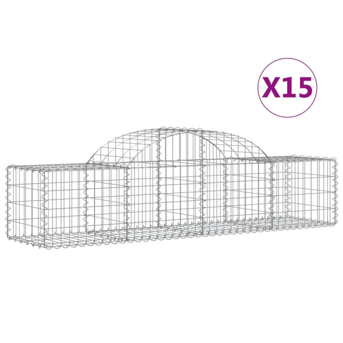 vidaXL Συρματοκιβώτια Τοξωτά 15 τεμ. 200x50x40/60 εκ. Γαλβαν. Ατσάλι