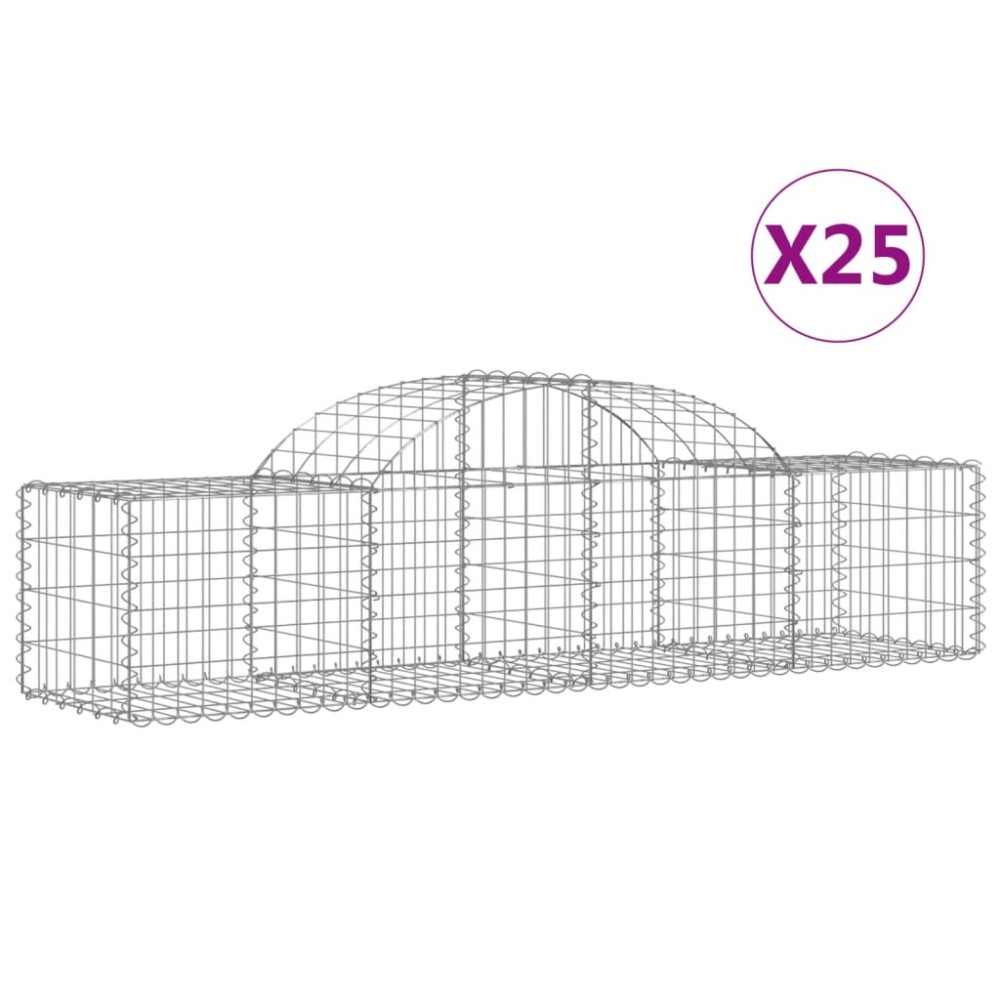vidaXL Συρματοκιβώτια Τοξωτά 25 τεμ. 200x50x40/60 εκ. Γαλβαν. Ατσάλι