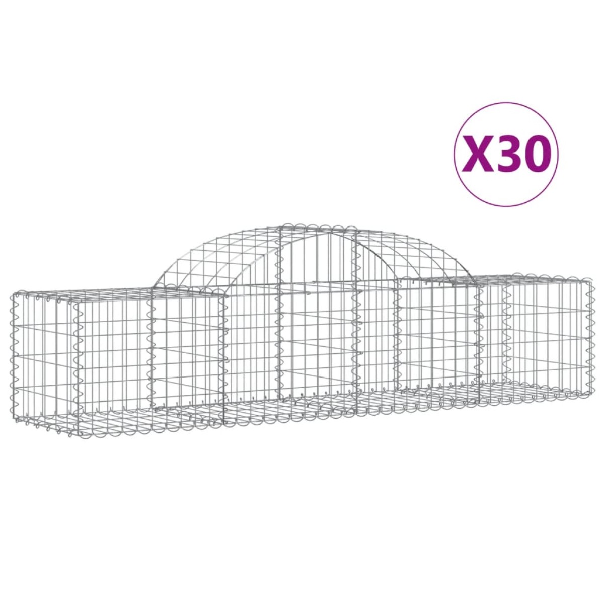 vidaXL Συρματοκιβώτια Τοξωτά 30 τεμ. 200x50x40/60 εκ. Γαλβαν. Ατσάλι