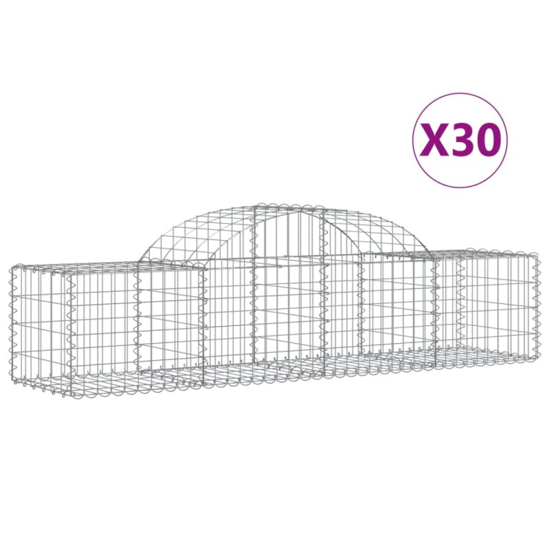 vidaXL Συρματοκιβώτια Τοξωτά 30 τεμ. 200x50x40/60 εκ. Γαλβαν. Ατσάλι
