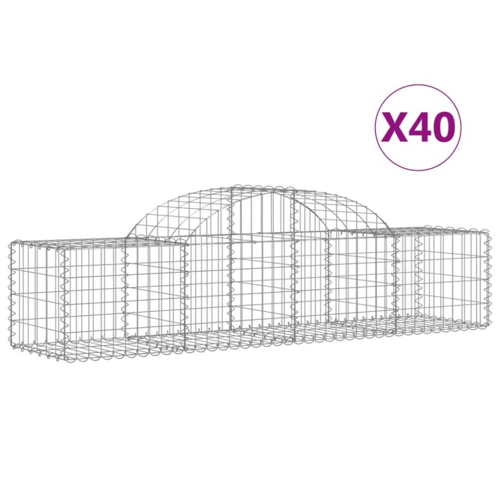 vidaXL Συρματοκιβώτια Τοξωτά 40 τεμ. 200x50x40/60 εκ. Γαλβαν. Ατσάλι