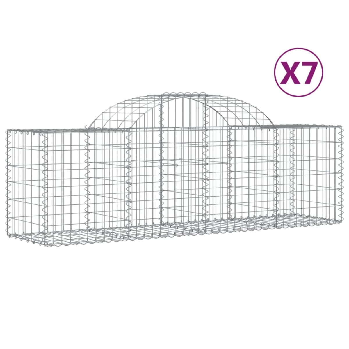 vidaXL Συρματοκιβώτια Τοξωτά 7 τεμ. 200x50x60/80 εκ. Γαλβαν. Ατσάλι