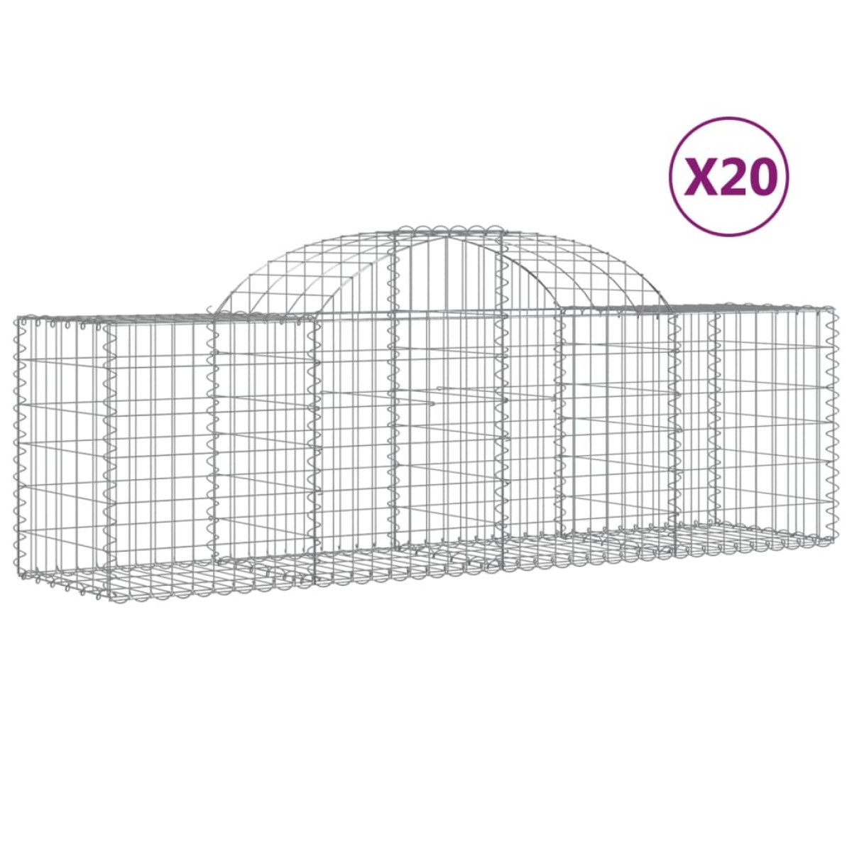 vidaXL Συρματοκιβώτια Τοξωτά 20 τεμ. 200x50x60/80 εκ. Γαλβαν. Ατσάλι