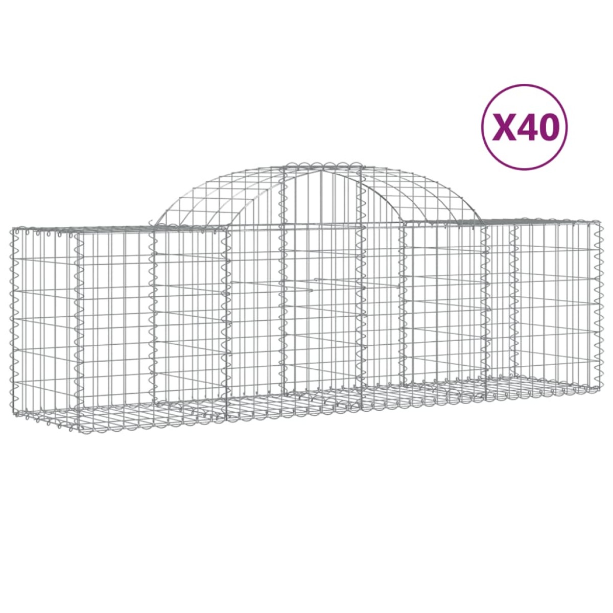 vidaXL Συρματοκιβώτια Τοξωτά 40 τεμ. 200x50x60/80 εκ. Γαλβαν. Ατσάλι