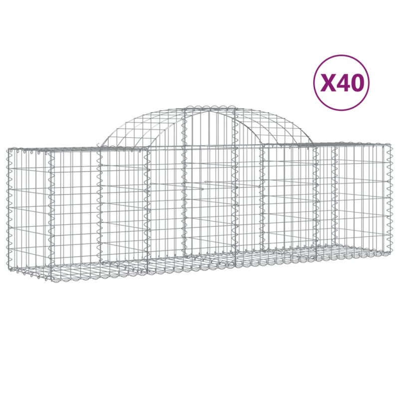 vidaXL Συρματοκιβώτια Τοξωτά 40 τεμ. 200x50x60/80 εκ. Γαλβαν. Ατσάλι