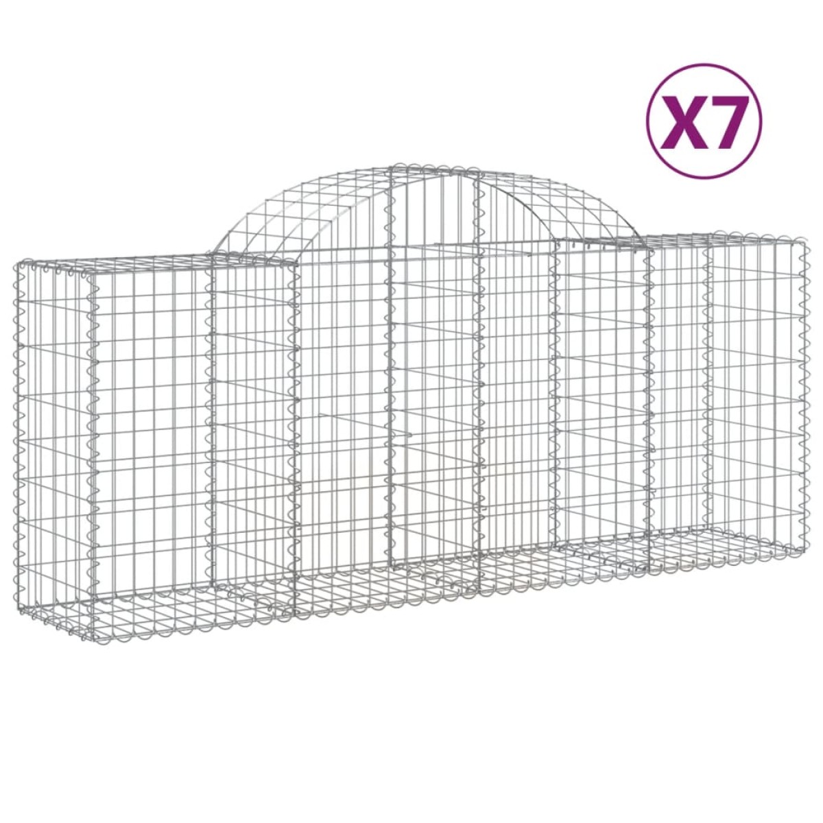 vidaXL Συρματοκιβώτια Τοξωτά 7 τεμ. 200x50x80/100 εκ. Γαλβαν. Ατσάλι