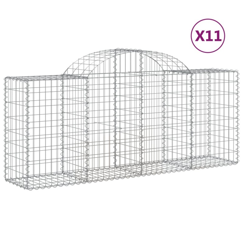 vidaXL Συρματοκιβώτια Τοξωτά 11 τεμ. 200x50x80/100 εκ. Γαλβαν. Ατσάλι