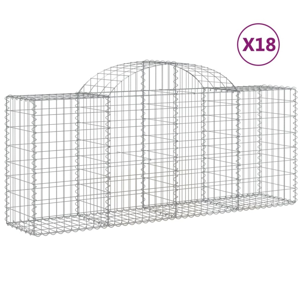 vidaXL Συρματοκιβώτια Τοξωτά 18 τεμ. 200x50x80/100 εκ. Γαλβαν. Ατσάλι