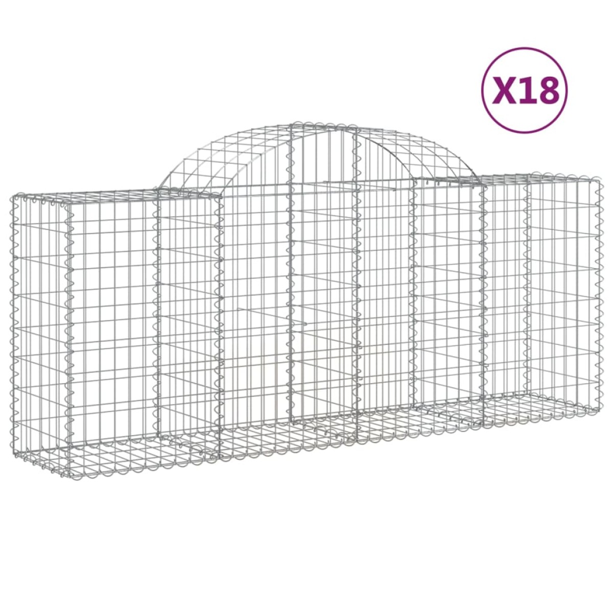 vidaXL Συρματοκιβώτια Τοξωτά 18 τεμ. 200x50x80/100 εκ. Γαλβαν. Ατσάλι