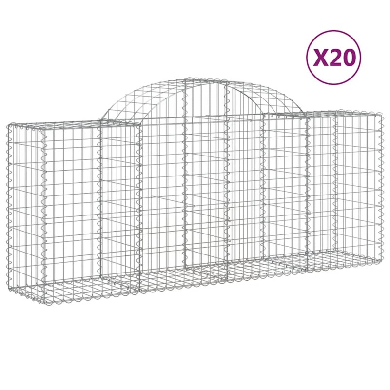 vidaXL Συρματοκιβώτια Τοξωτά 20 τεμ. 200x50x80/100 εκ. Γαλβαν. Ατσάλι