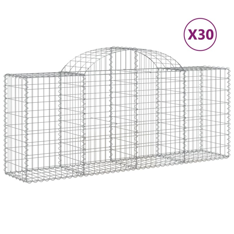 vidaXL Συρματοκιβώτια Τοξωτά 30 τεμ. 200x50x80/100 εκ. Γαλβαν. Ατσάλι