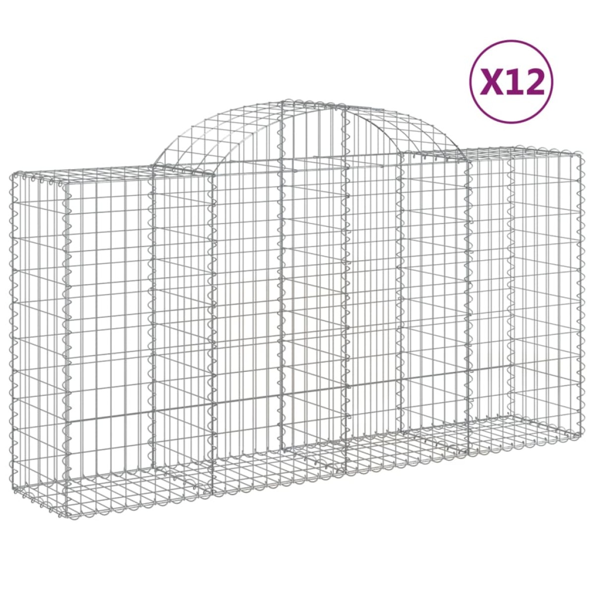 vidaXL Συρματοκιβώτια Τοξωτά 12 τεμ. 200x50x100/120 εκ. Γαλβαν. Ατσάλι