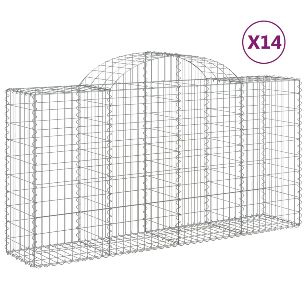 vidaXL Συρματοκιβώτια Τοξωτά 14 τεμ. 200x50x100/120 εκ. Γαλβαν. Ατσάλι