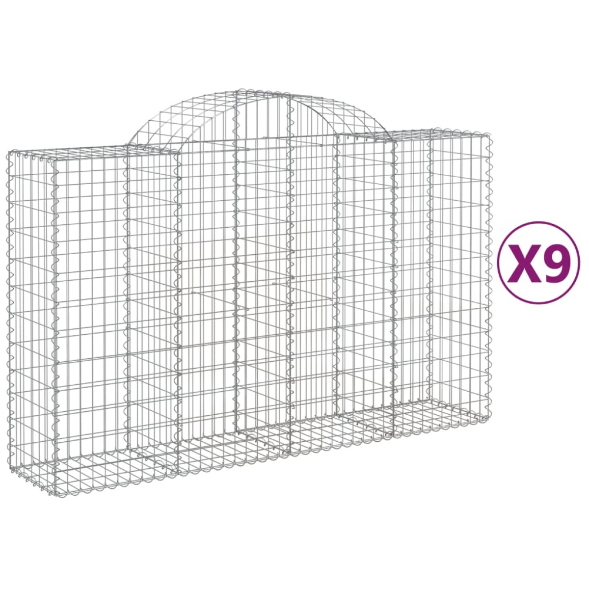 vidaXL Συρματοκιβώτια Τοξωτά 9 τεμ. 200x50x120/140 εκ. Γαλβαν. Ατσάλι