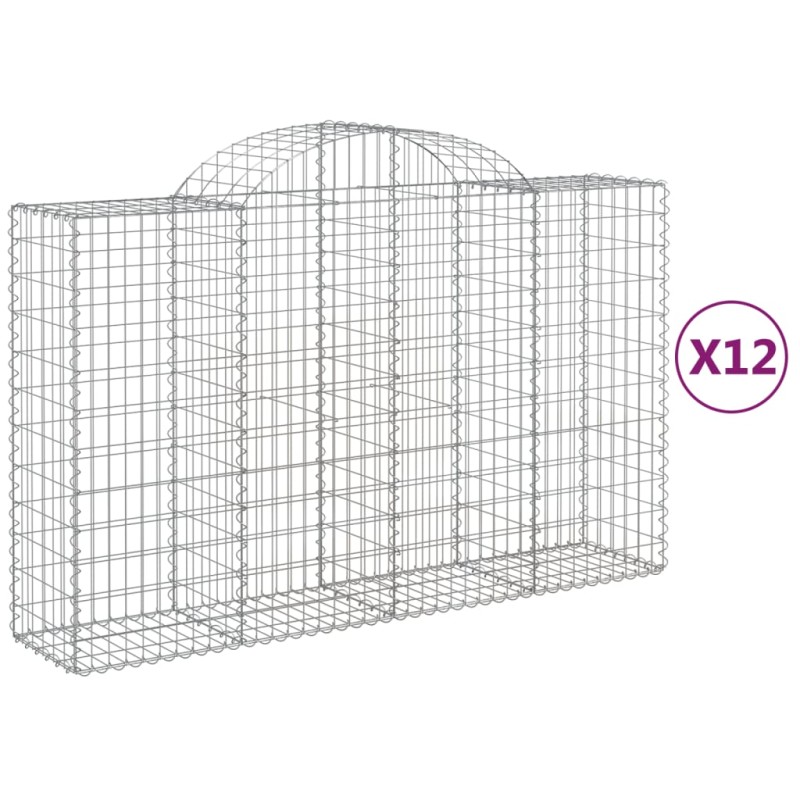 vidaXL Συρματοκιβώτια Τοξωτά 12 τεμ. 200x50x120/140 εκ. Γαλβαν. Ατσάλι