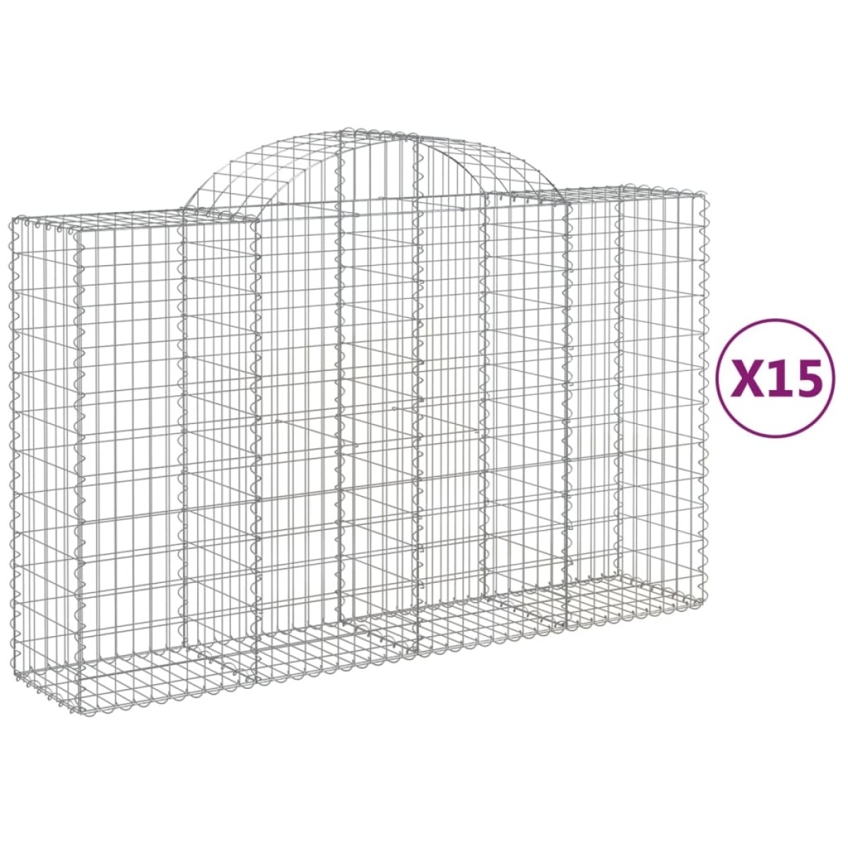 vidaXL Συρματοκιβώτια Τοξωτά 15 τεμ. 200x50x120/140 εκ. Γαλβαν. Ατσάλι