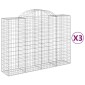 vidaXL Συρματοκιβώτια Τοξωτά 3 τεμ. 200x50x140/160 εκ. Γαλβαν. Ατσάλι