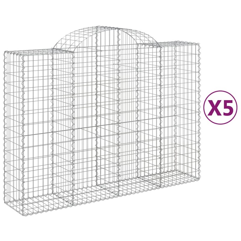 vidaXL Συρματοκιβώτια Τοξωτά 5 τεμ. 200x50x140/160 εκ. Γαλβαν. Ατσάλι