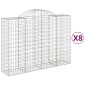 vidaXL Συρματοκιβώτια Τοξωτά 8 τεμ. 200x50x140/160 εκ. Γαλβαν. Ατσάλι