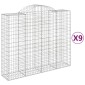 vidaXL Συρματοκιβώτια Τοξωτά 9 τεμ. 200x50x160/180 εκ. Γαλβαν. Ατσάλι