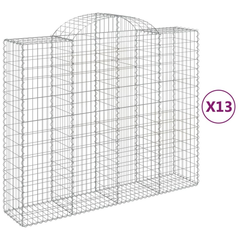 vidaXL Συρματοκιβώτια Τοξωτά 13 τεμ. 200x50x160/180 εκ. Γαλβαν. Ατσάλι