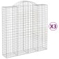 vidaXL Συρματοκιβώτια Τοξωτά 3 τεμ. 200x50x200/220 εκ. Γαλβαν. Ατσάλι