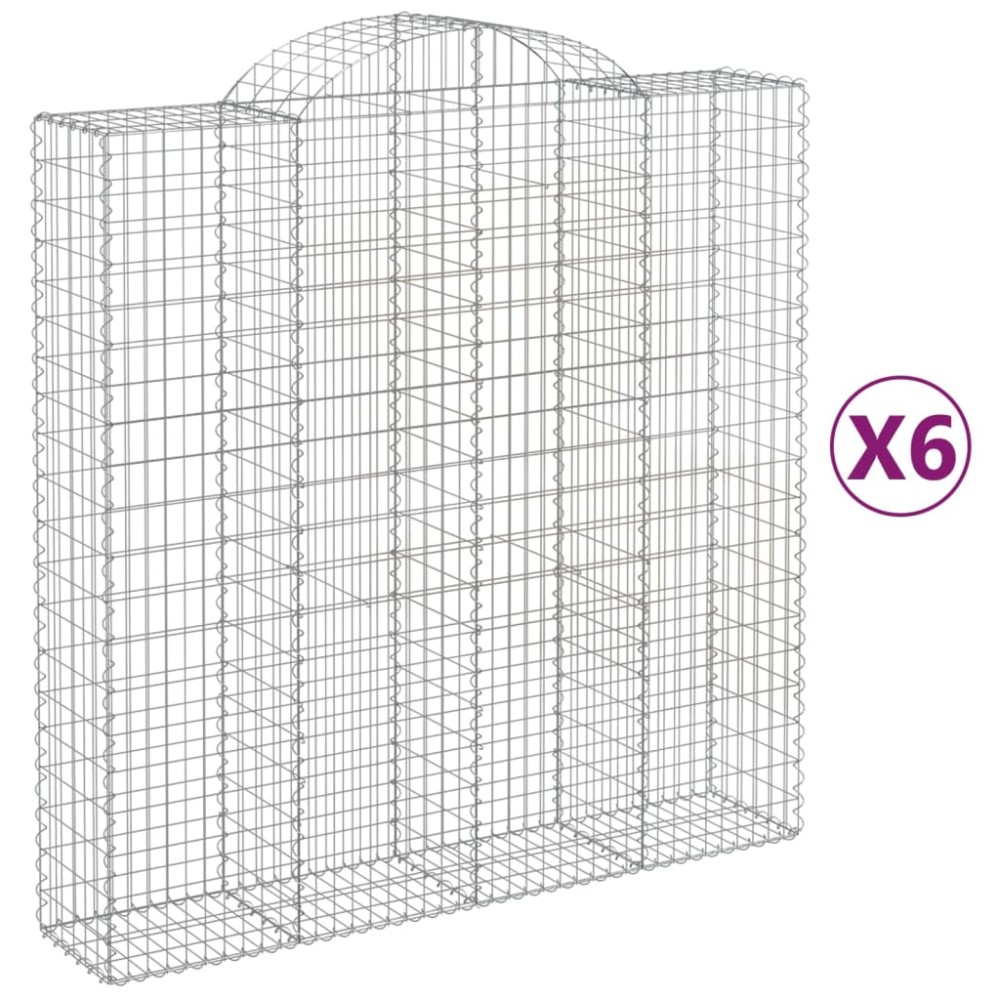 vidaXL Συρματοκιβώτια Τοξωτά 6 τεμ. 200x50x200/220 εκ. Γαλβαν. Ατσάλι