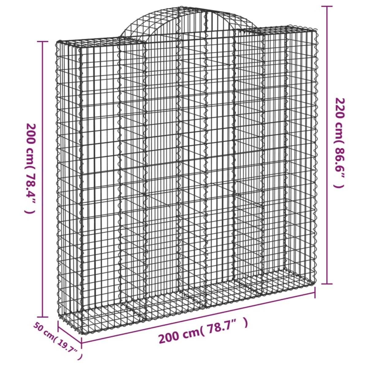 vidaXL Συρματοκιβώτια Τοξωτά 11 τεμ. 200x50x200/220 εκ. Γαλβαν. Ατσάλι