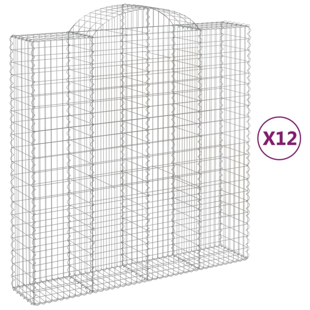 vidaXL Συρματοκιβώτια Τοξωτά 12 τεμ. 200x50x200/220 εκ. Γαλβαν. Ατσάλι