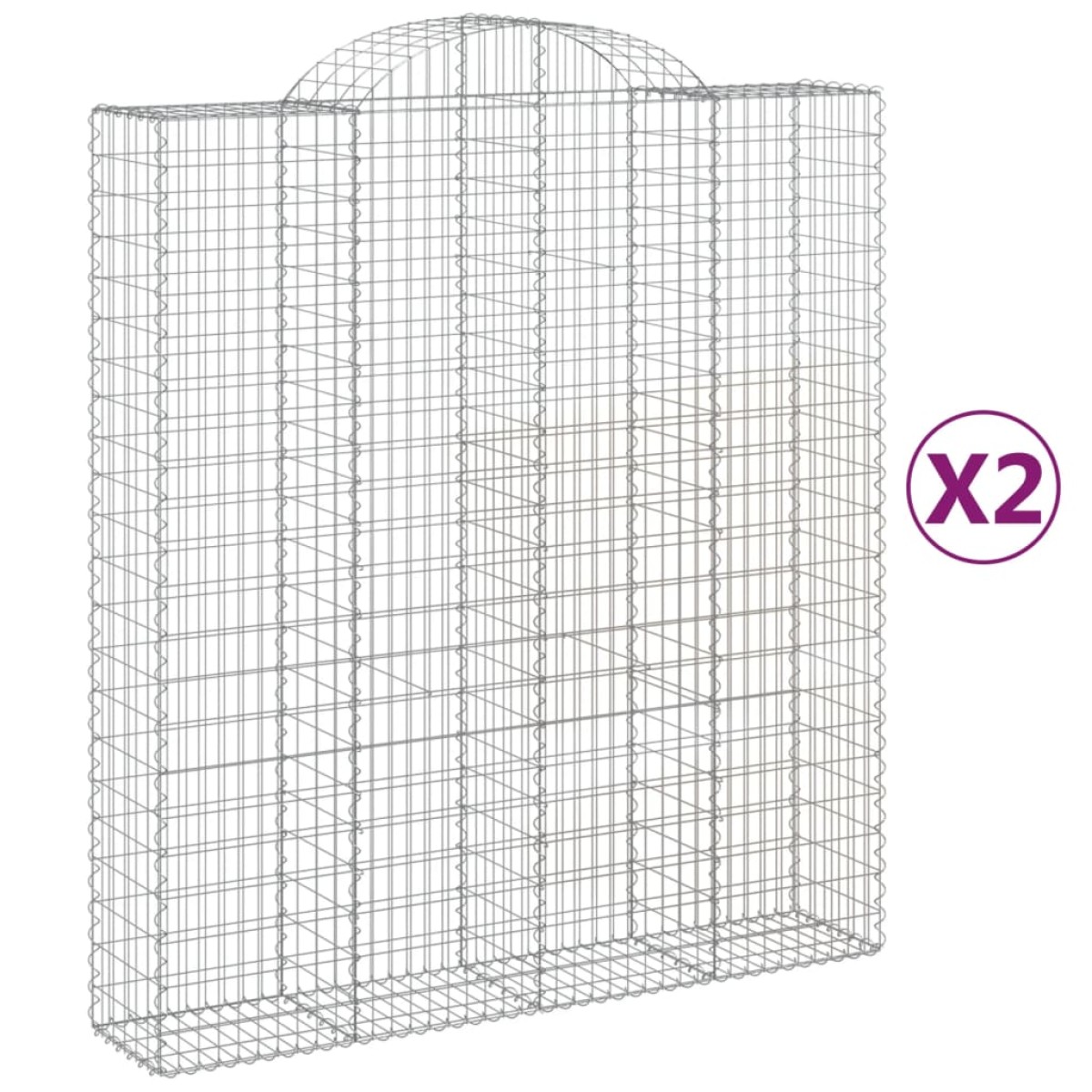 vidaXL Συρματοκιβώτια Τοξωτά 2 τεμ. 200x50x220/240 εκ. Γαλβαν. Ατσάλι