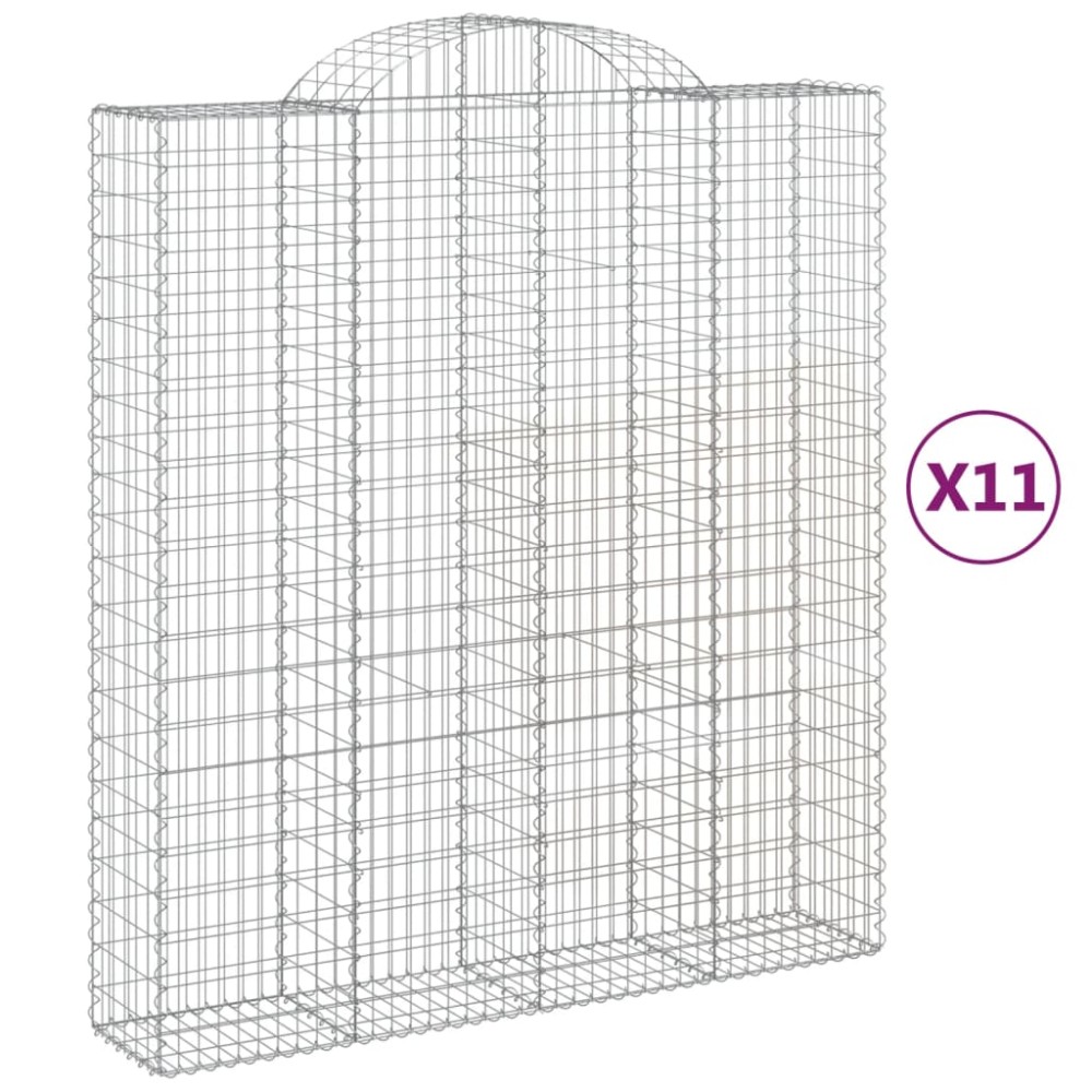 vidaXL Συρματοκιβώτια Τοξωτά 11 τεμ. 200x50x220/240 εκ. Γαλβαν. Ατσάλι