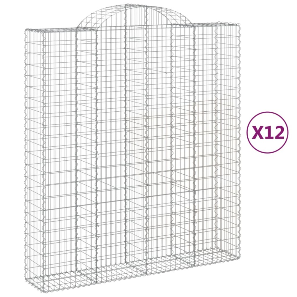 vidaXL Συρματοκιβώτια Τοξωτά 12 τεμ. 200x50x220/240 εκ. Γαλβαν. Ατσάλι