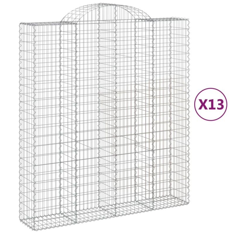 vidaXL Συρματοκιβώτια Τοξωτά 13 τεμ. 200x50x220/240 εκ. Γαλβαν. Ατσάλι