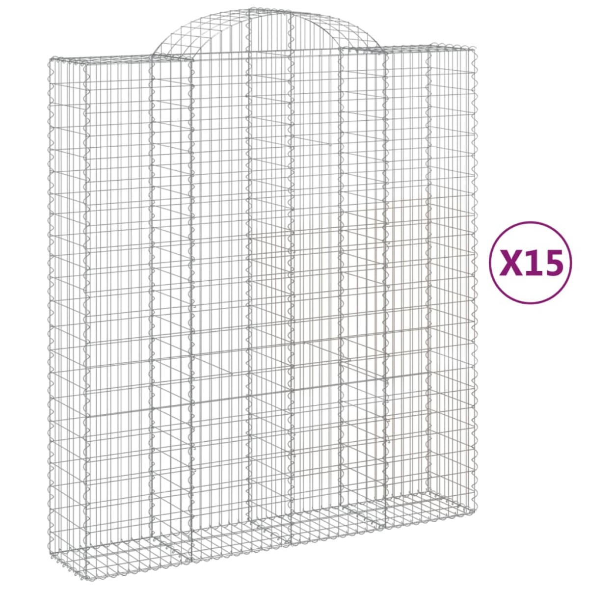 vidaXL Συρματοκιβώτια Τοξωτά 15 τεμ. 200x50x220/240 εκ. Γαλβαν. Ατσάλι