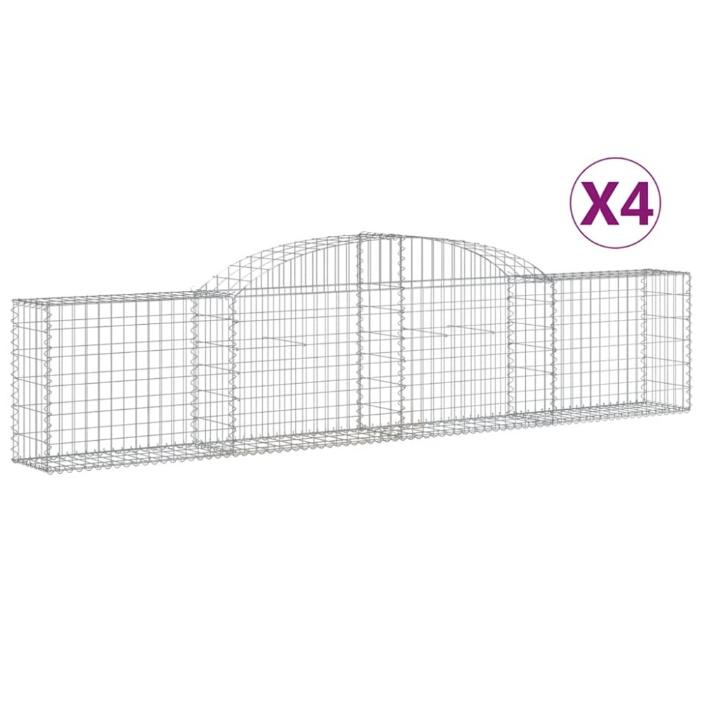 vidaXL Συρματοκιβώτια Τοξωτά 4 τεμ. 300x30x60/80 εκ. Γαλβαν. Ατσάλι