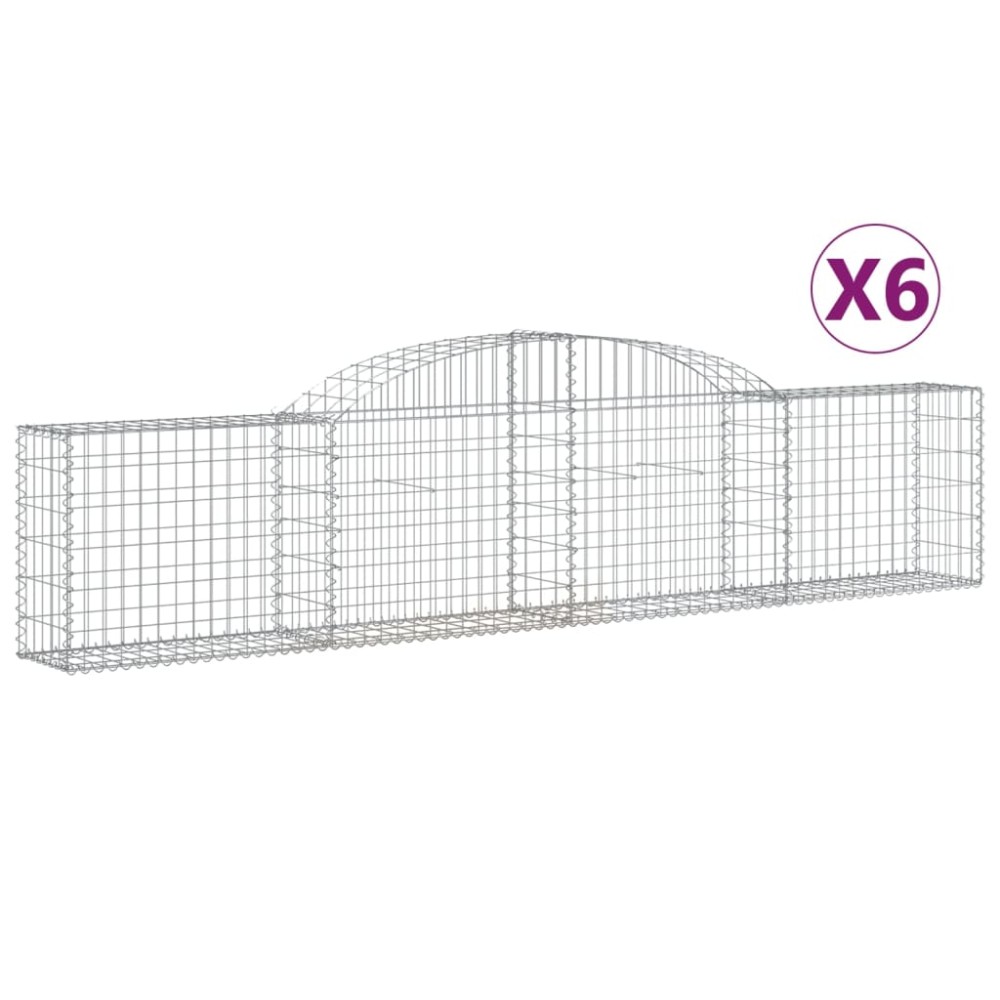 vidaXL Συρματοκιβώτια Τοξωτά 6 τεμ. 300x30x60/80 εκ. Γαλβαν. Ατσάλι