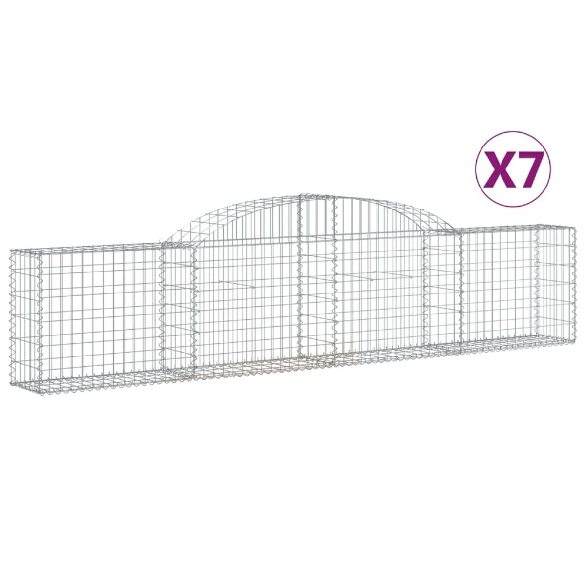 vidaXL Συρματοκιβώτια Τοξωτά 7 τεμ. 300x30x60/80 εκ. Γαλβαν. Ατσάλι