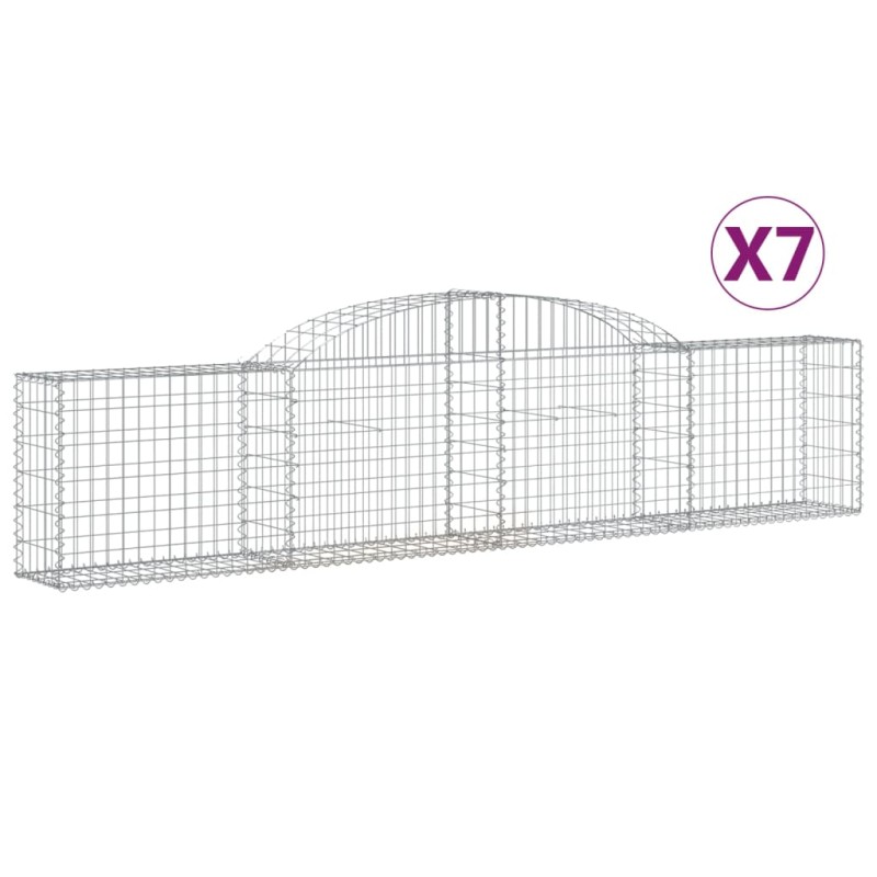 vidaXL Συρματοκιβώτια Τοξωτά 7 τεμ. 300x30x60/80 εκ. Γαλβαν. Ατσάλι