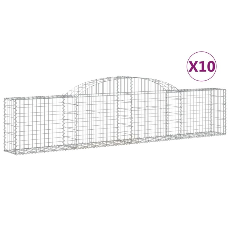 vidaXL Συρματοκιβώτια Τοξωτά 10 τεμ. 300x30x60/80 εκ. Γαλβαν. Ατσάλι