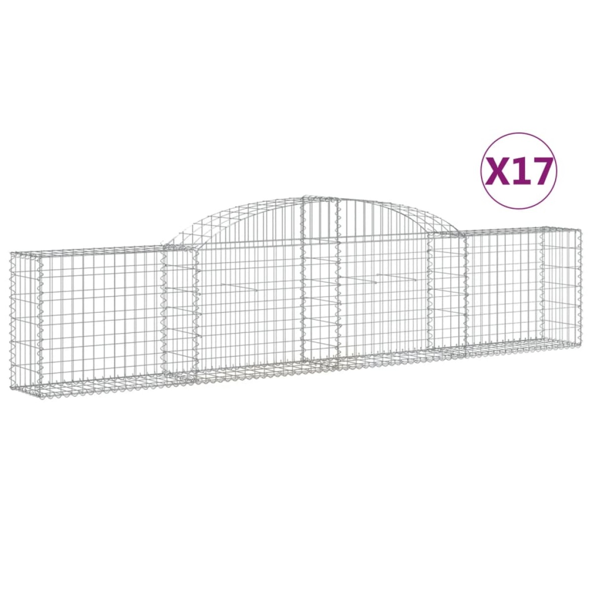 vidaXL Συρματοκιβώτια Τοξωτά 17 τεμ. 300x30x60/80 εκ. Γαλβαν. Ατσάλι