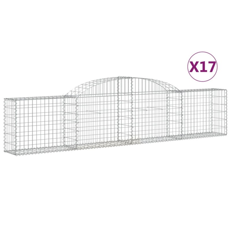 vidaXL Συρματοκιβώτια Τοξωτά 17 τεμ. 300x30x60/80 εκ. Γαλβαν. Ατσάλι